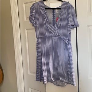 Blue and white striped dress.